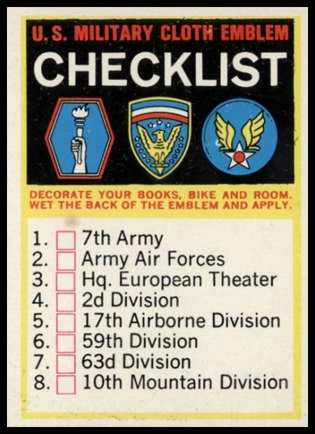 65 U.S. Military Cloth Emblem-Checklist